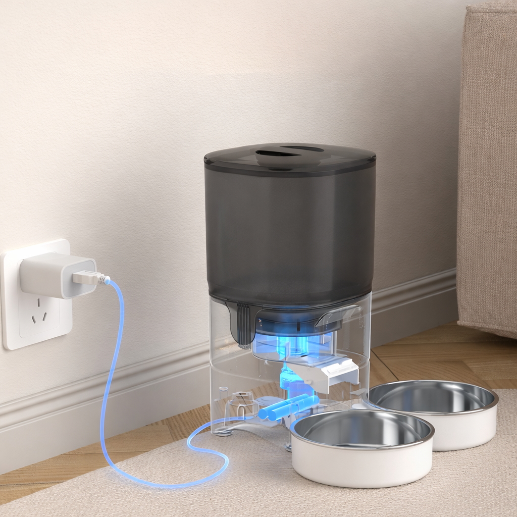 Distributeur automatique de croquettes 7L double bol avec caméra 1080P et application – Chat connecté