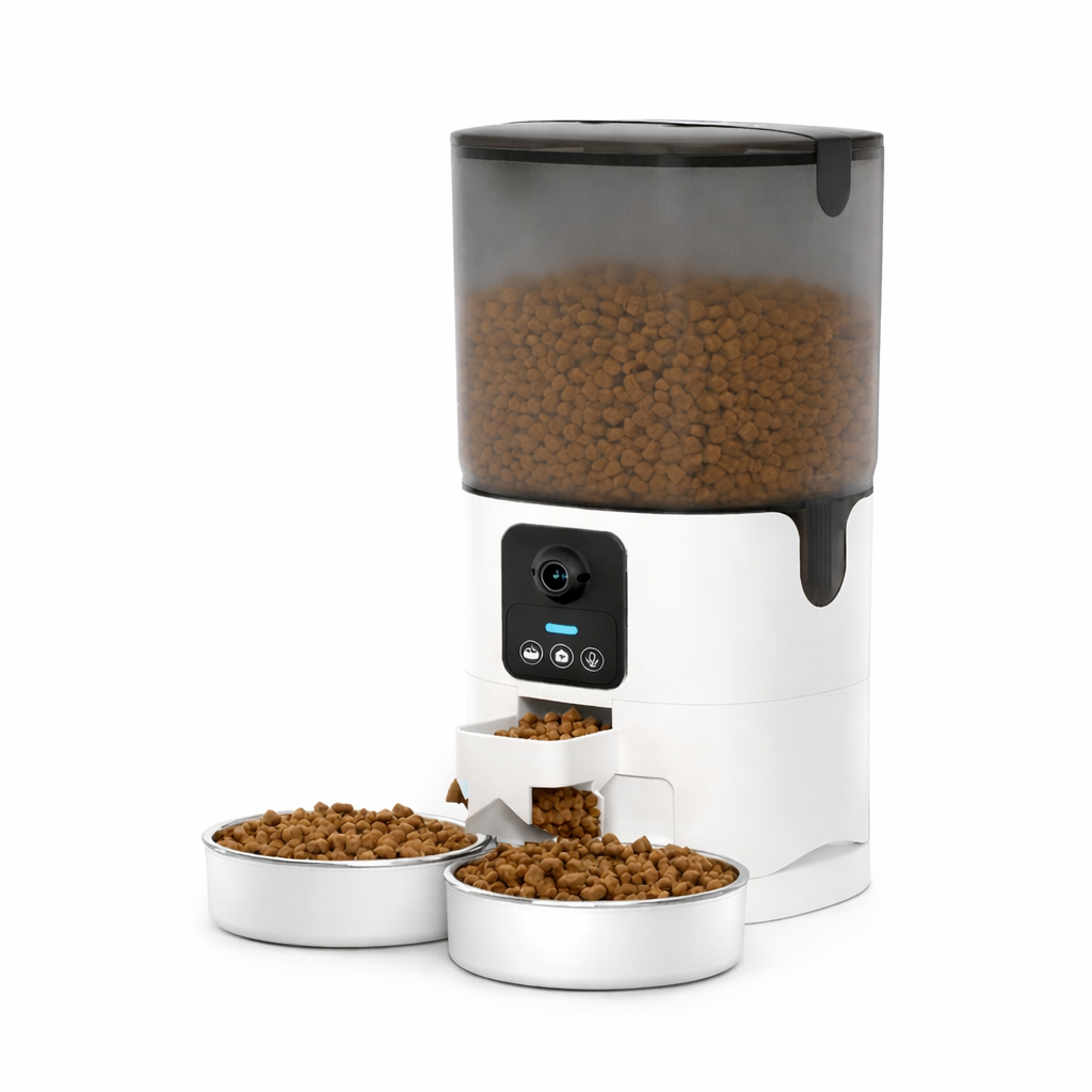 Distributeur automatique de croquettes 7L double bol avec caméra 1080P et application – Chat connecté