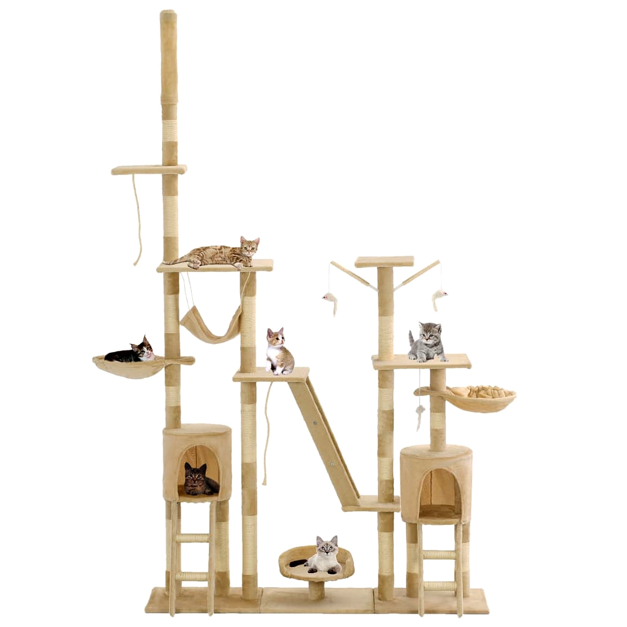 Arbre à chat XXL multi-niveaux avec niches, hamac et griffoirs en sisal